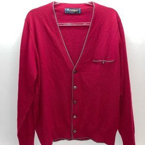 Pulligan Loose Fit Spain Vintage Cardigan Red Button Down Men's V-Neck Size Med